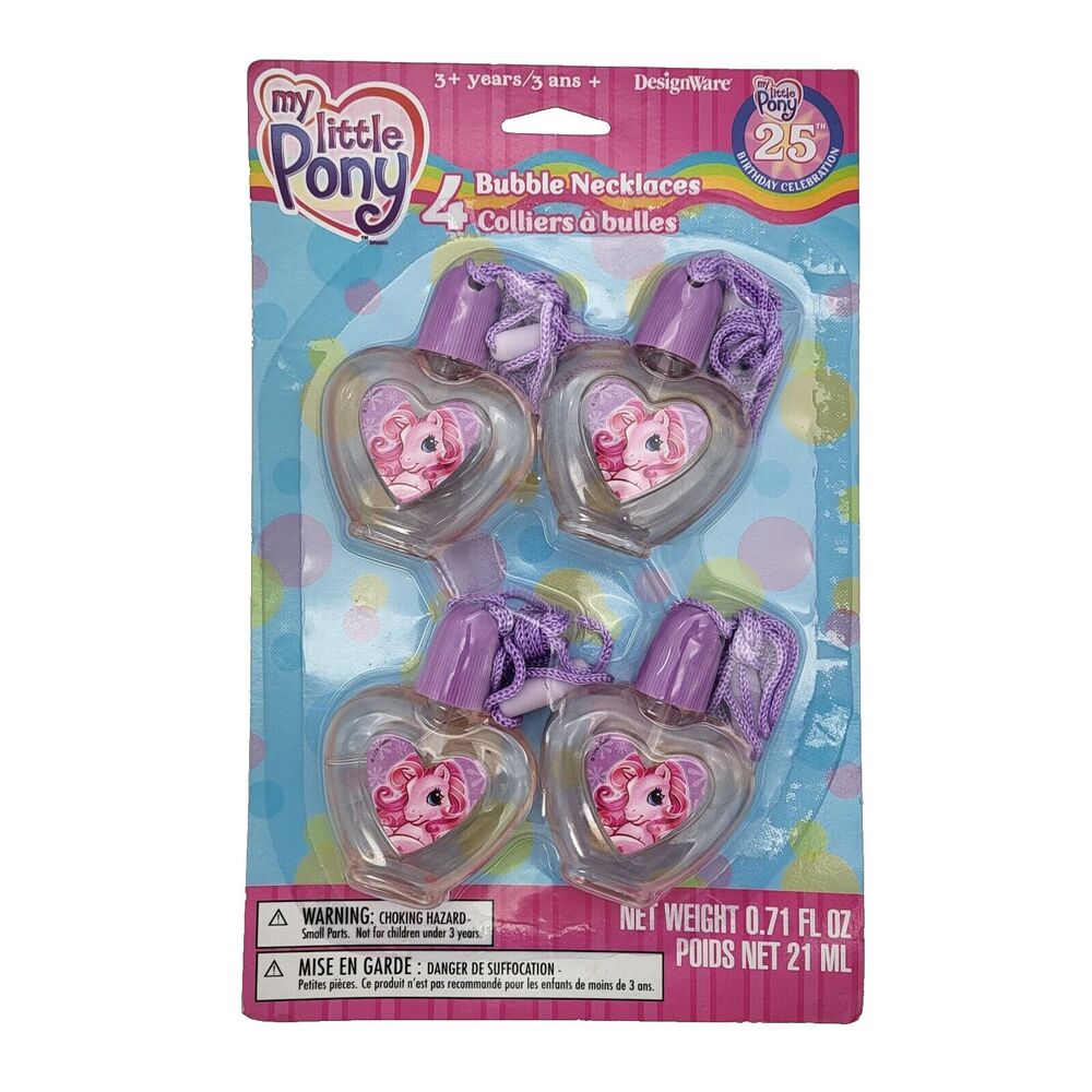My Little Pony Bubble Necklaces 25th Birthday Celebration 2006 Set of 4 Sealed